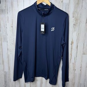 Peloton Navy Performance Long Sleeve 1/4 Zip up with White Logo